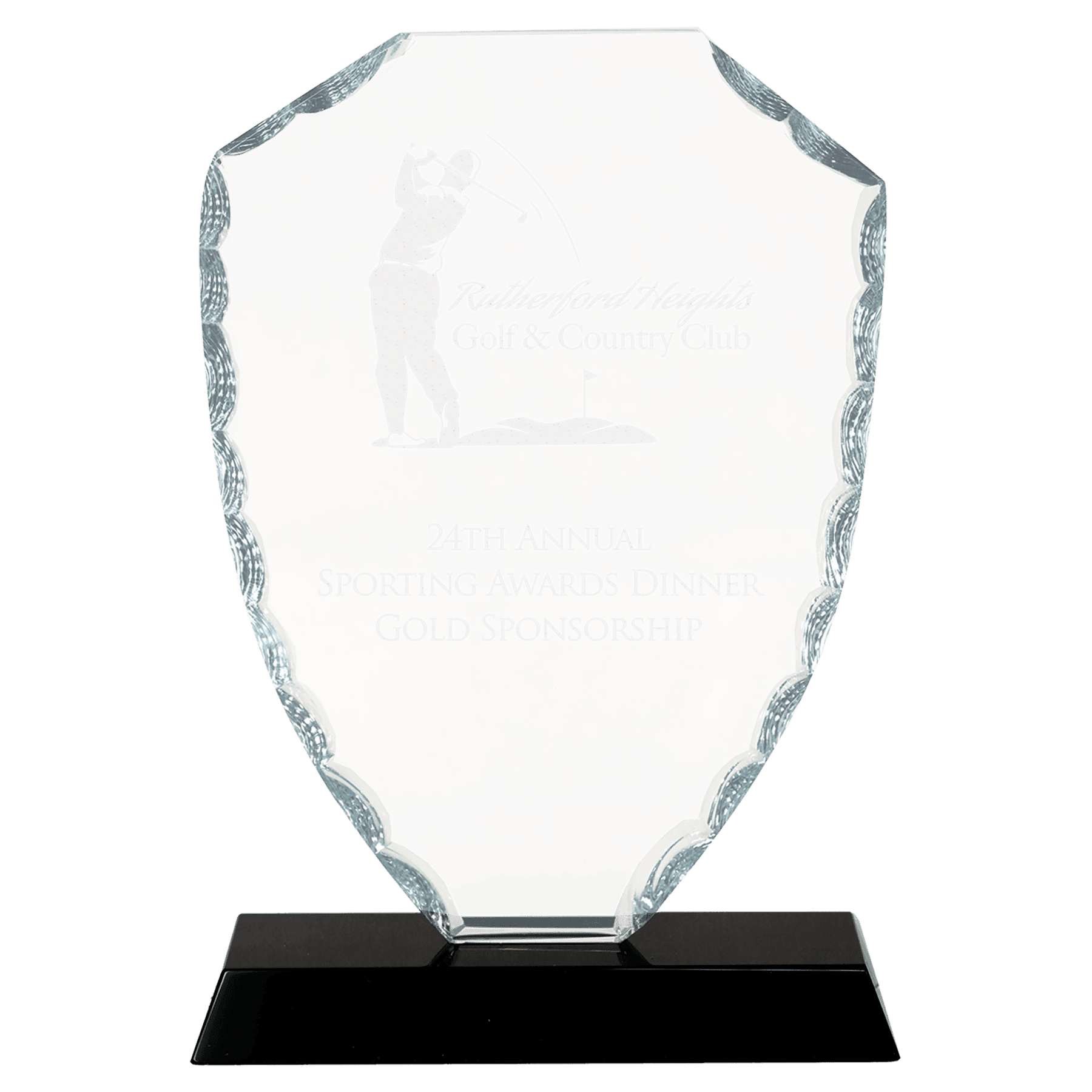 Medium Shield Facet Glass on Black Base