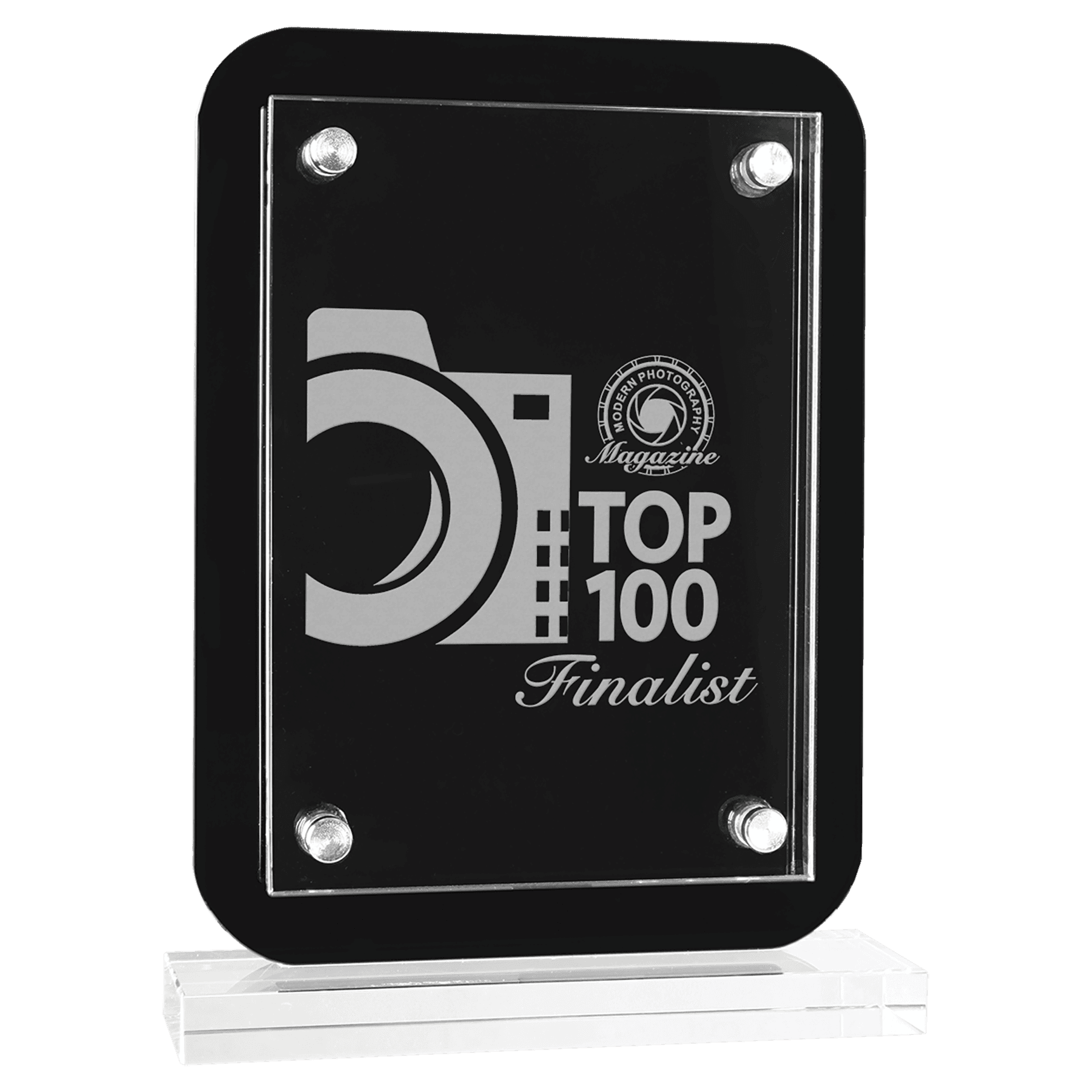 Medium Black Floating Glass Standup Plaque