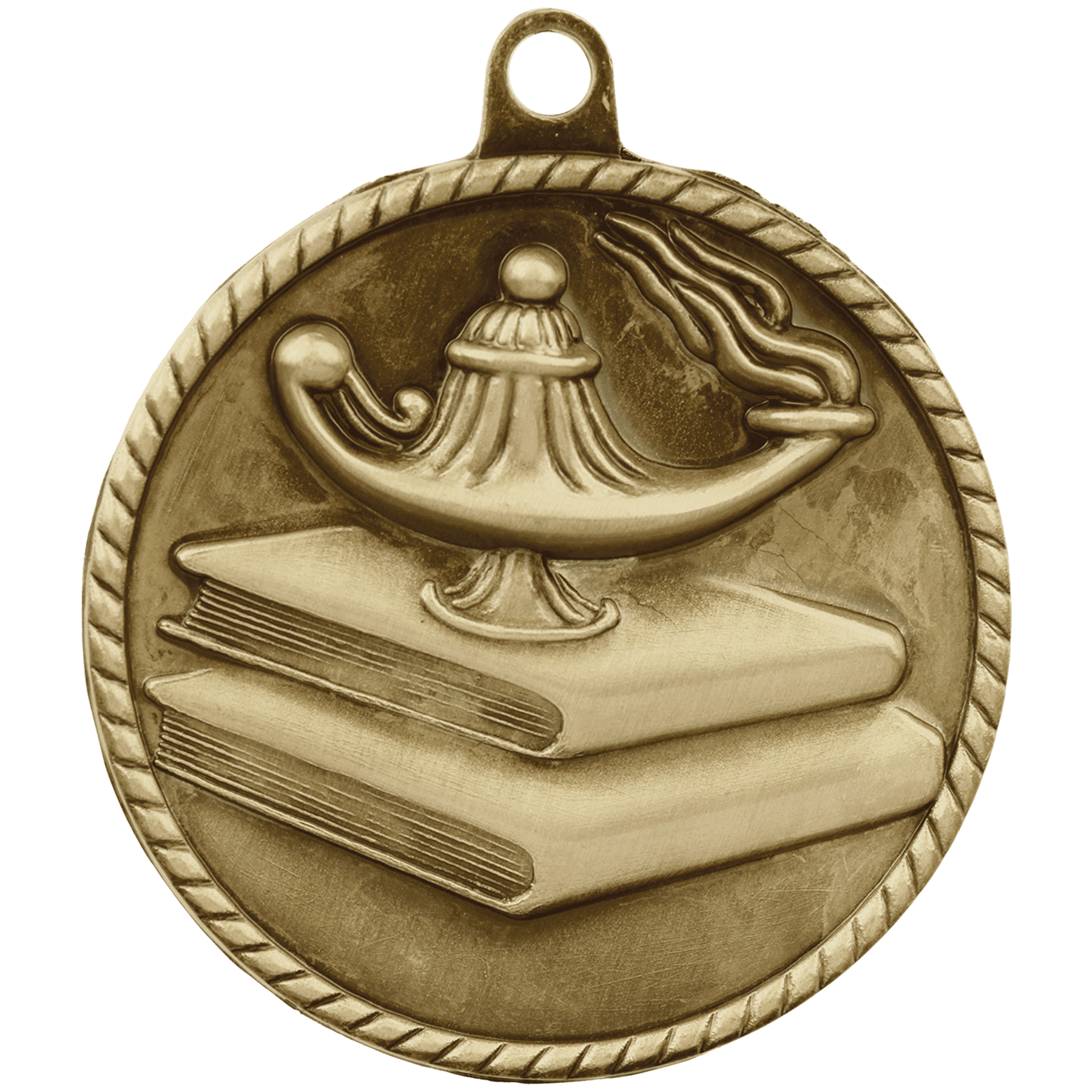 Lamp of Knowledge High Relief Medal-Gold