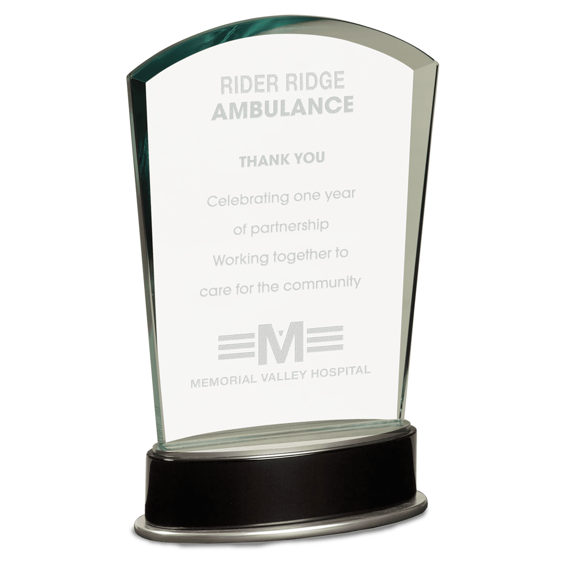 Large Jade Fan Metro Glass with Silver and Black Piano Finish Base