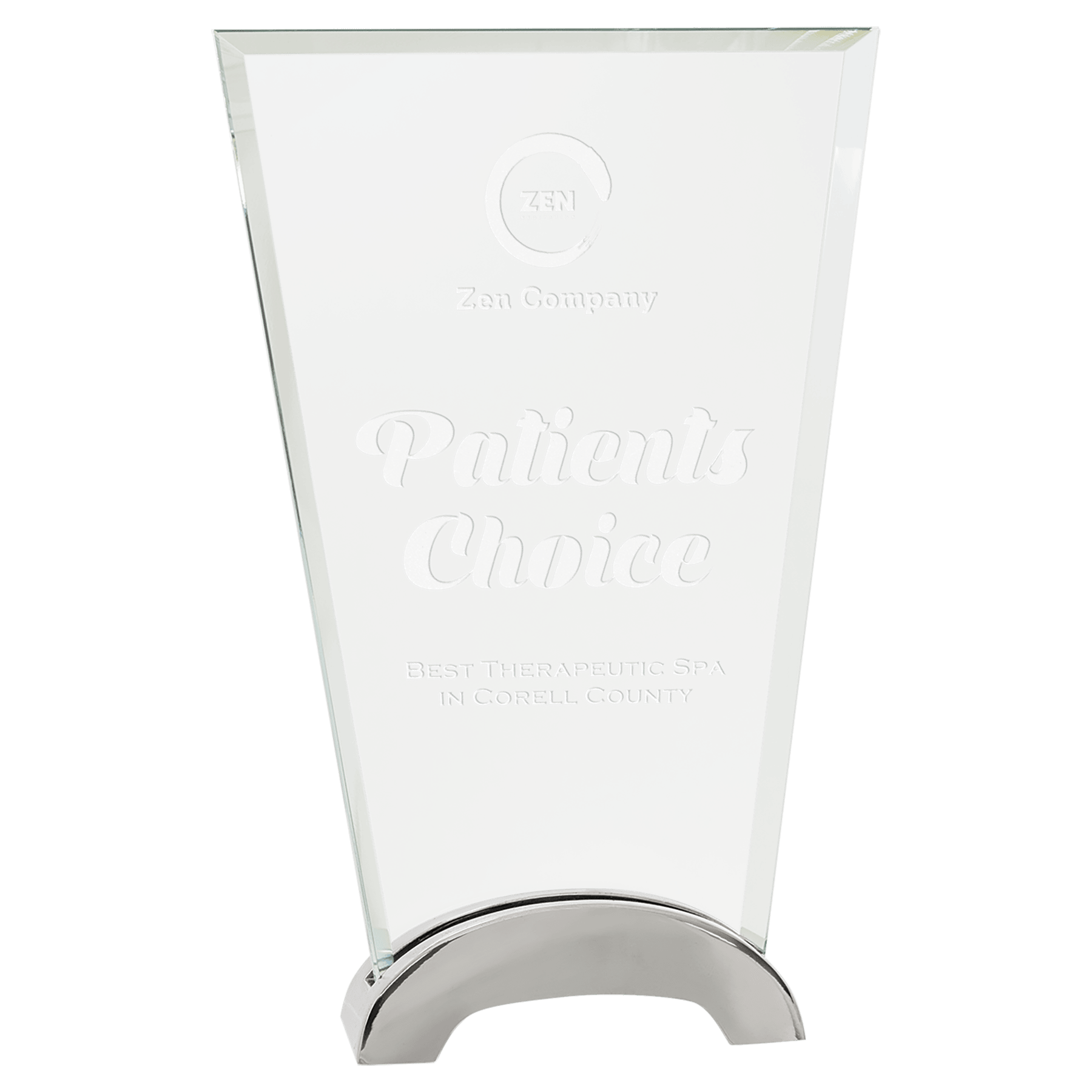 Medium Fan Platinum Glass with Arch Metal Base