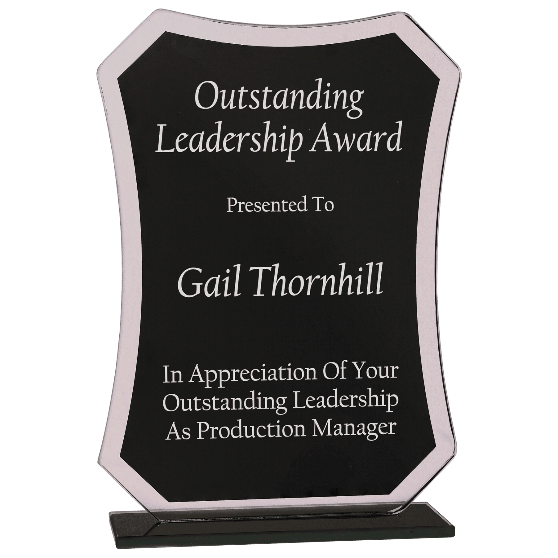 Small Black Rectangle Reflection Glass Award