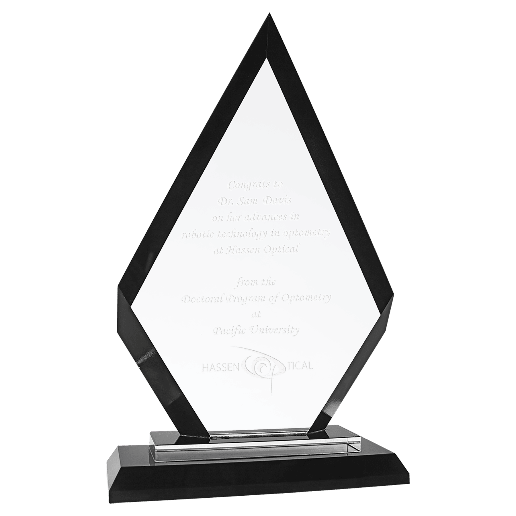 Large Diamond Black Regal Glass