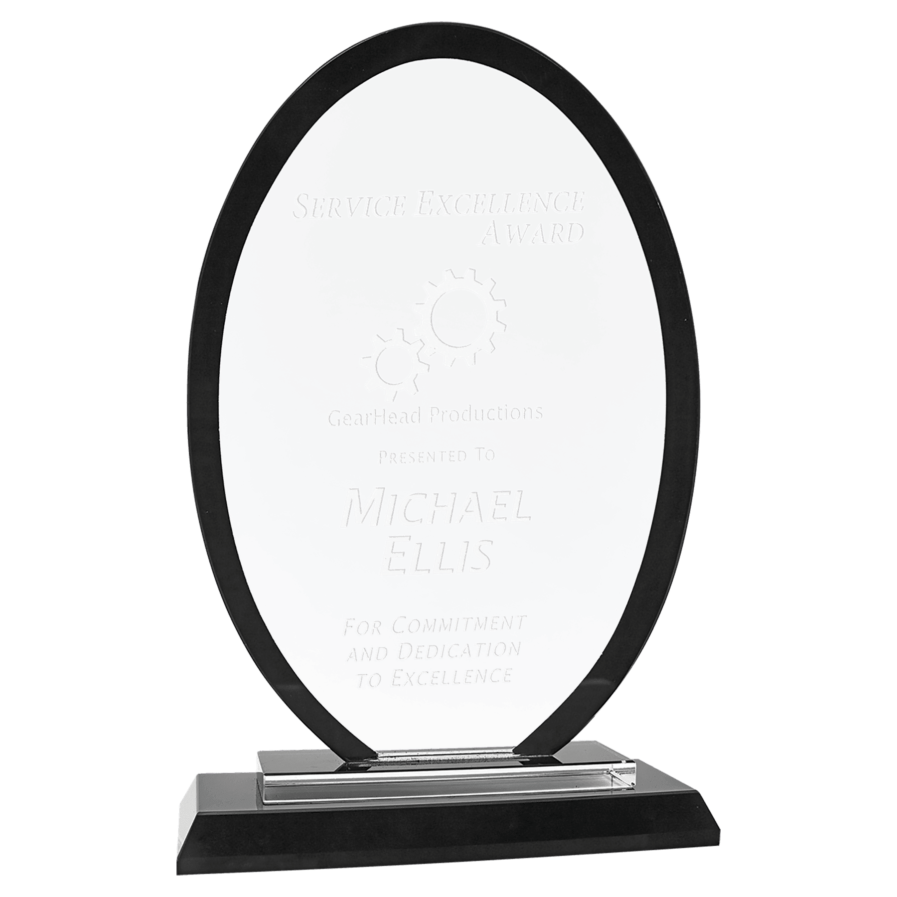 Large Oval Black Regal Glass