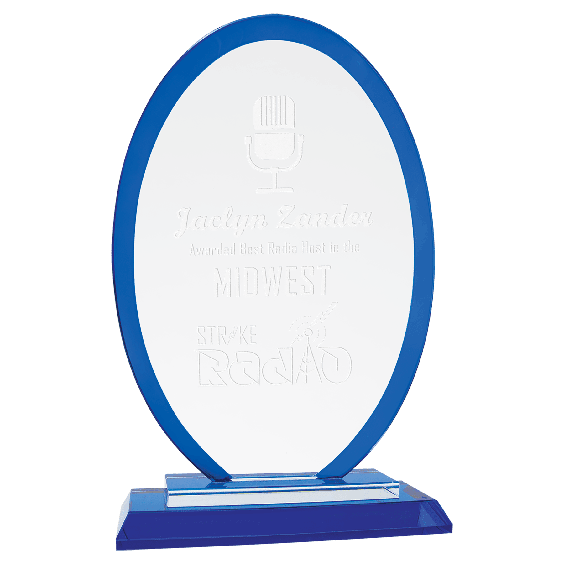 Large Oval Blue Regal Glass