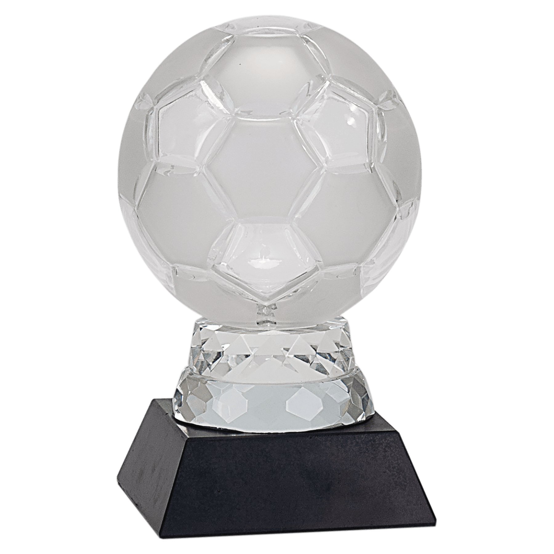 Glass Soccer Ball with Black Marble Base