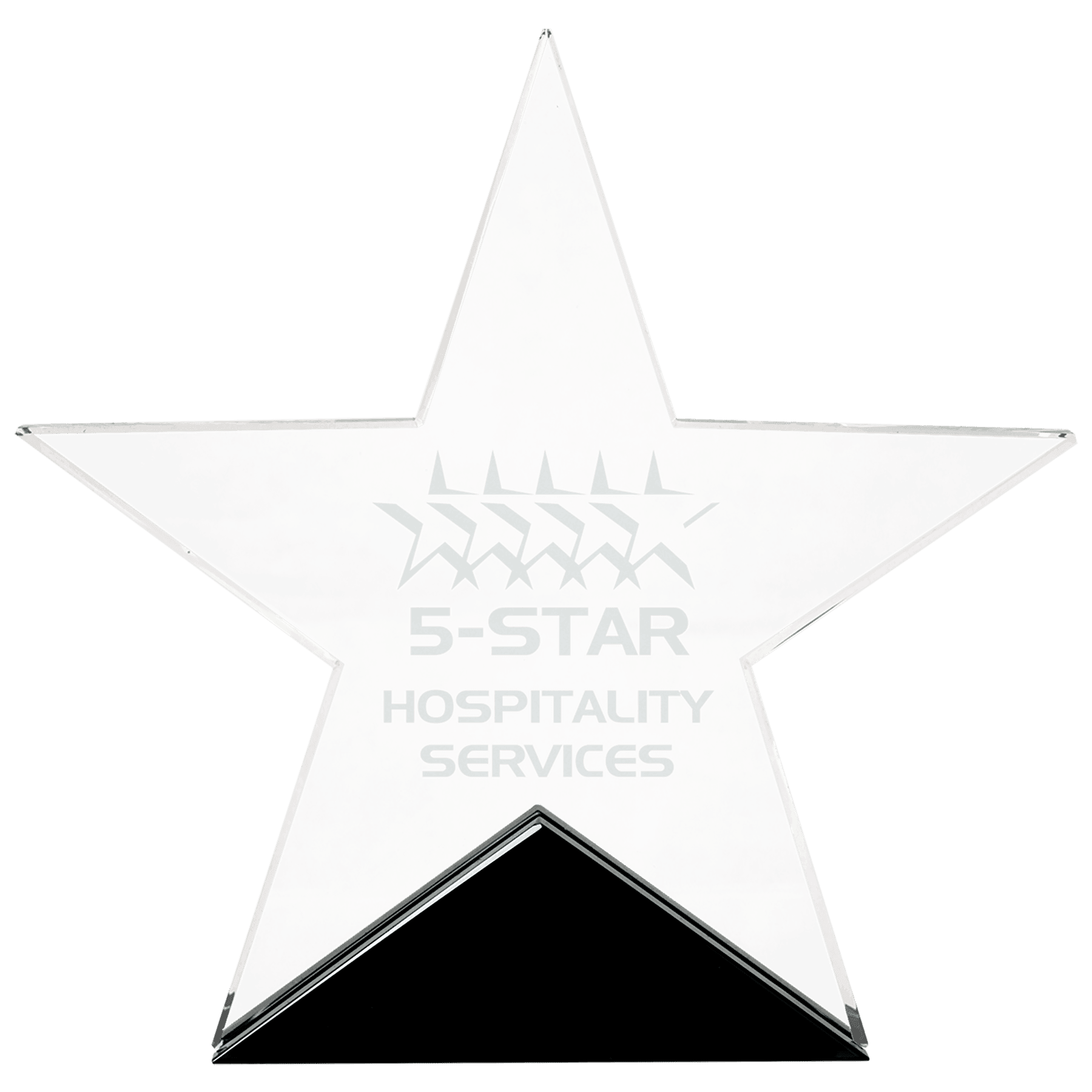 Medium Clear Glass Star on Black Base