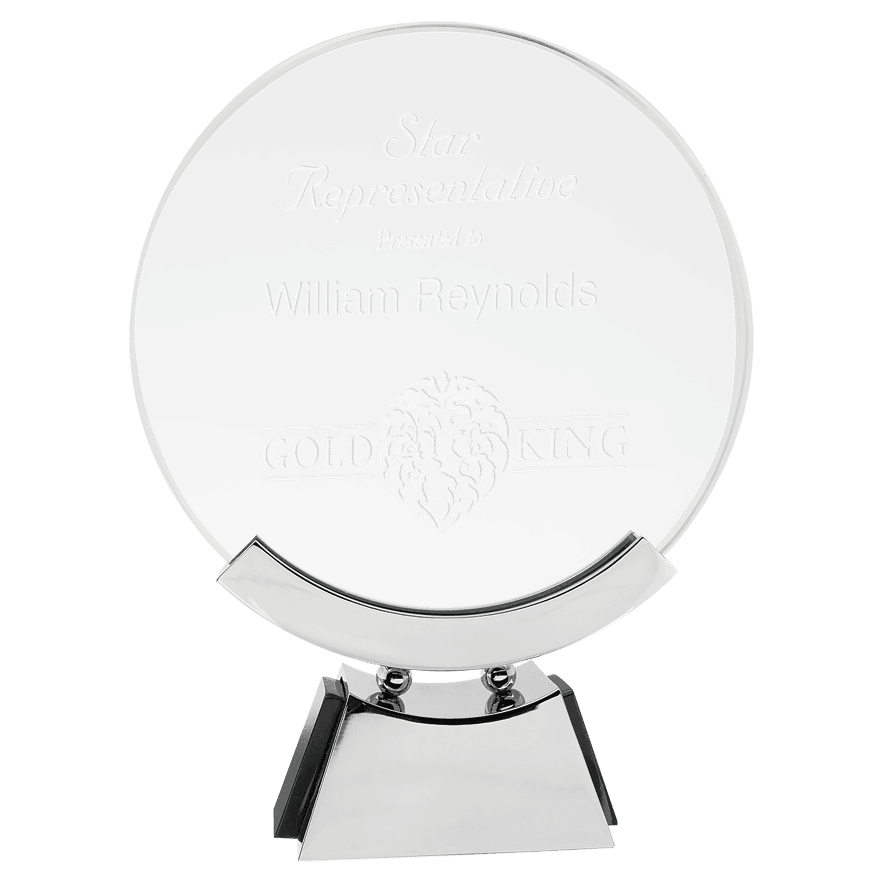 Large Round Voyager Glass with Silver/Black Base